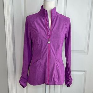 Tzu Tzu Sasha Golf Jacket Pink Heather Orchid Full Zip Pickleball Ruched Spring